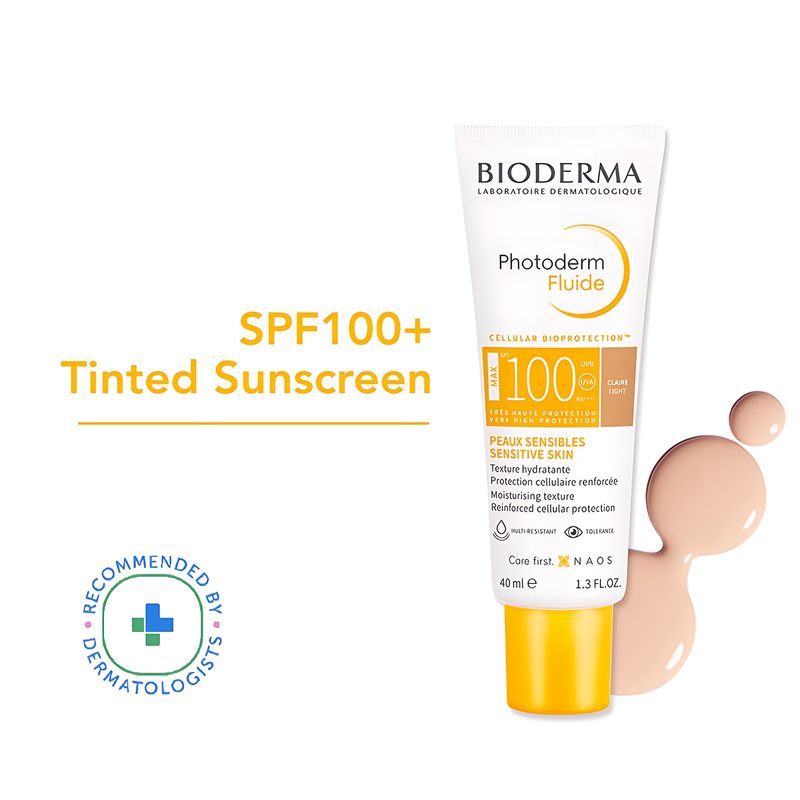 Bioderma SPF 100+ Tinted Sunscreen - Photoderm Aquafluide Claire With UVA Protection