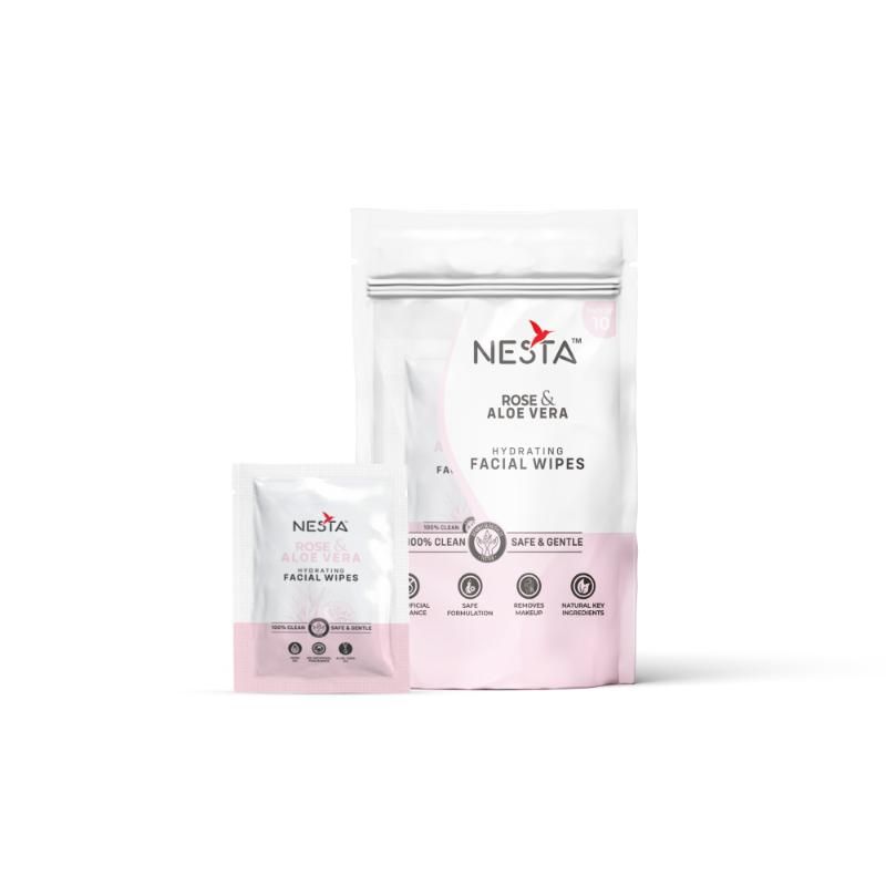 NESTA Rose & Aloe Vera Hydrating Facial Wipes