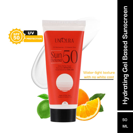 Uniqura UV Face & Body Sunscreen Gel with 2% Niaciniamide & Mandarin Orange, SPF 50 PA+++