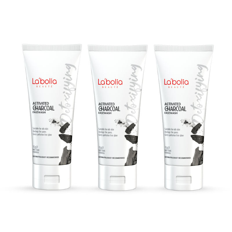 Labolia Beaute Charcoal Face Wash For Oily Skin & Removes Dark Spots - Pack Of 3