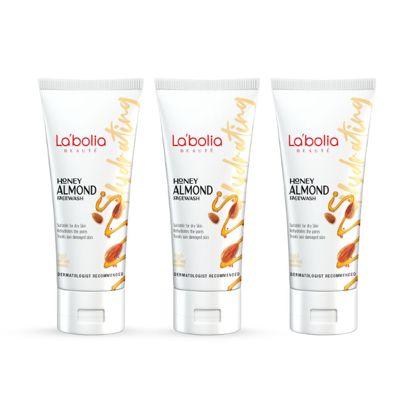 Labolia Beaute Honey Almond Face Wash For Dry & Flaky Skin- Pack Of 3