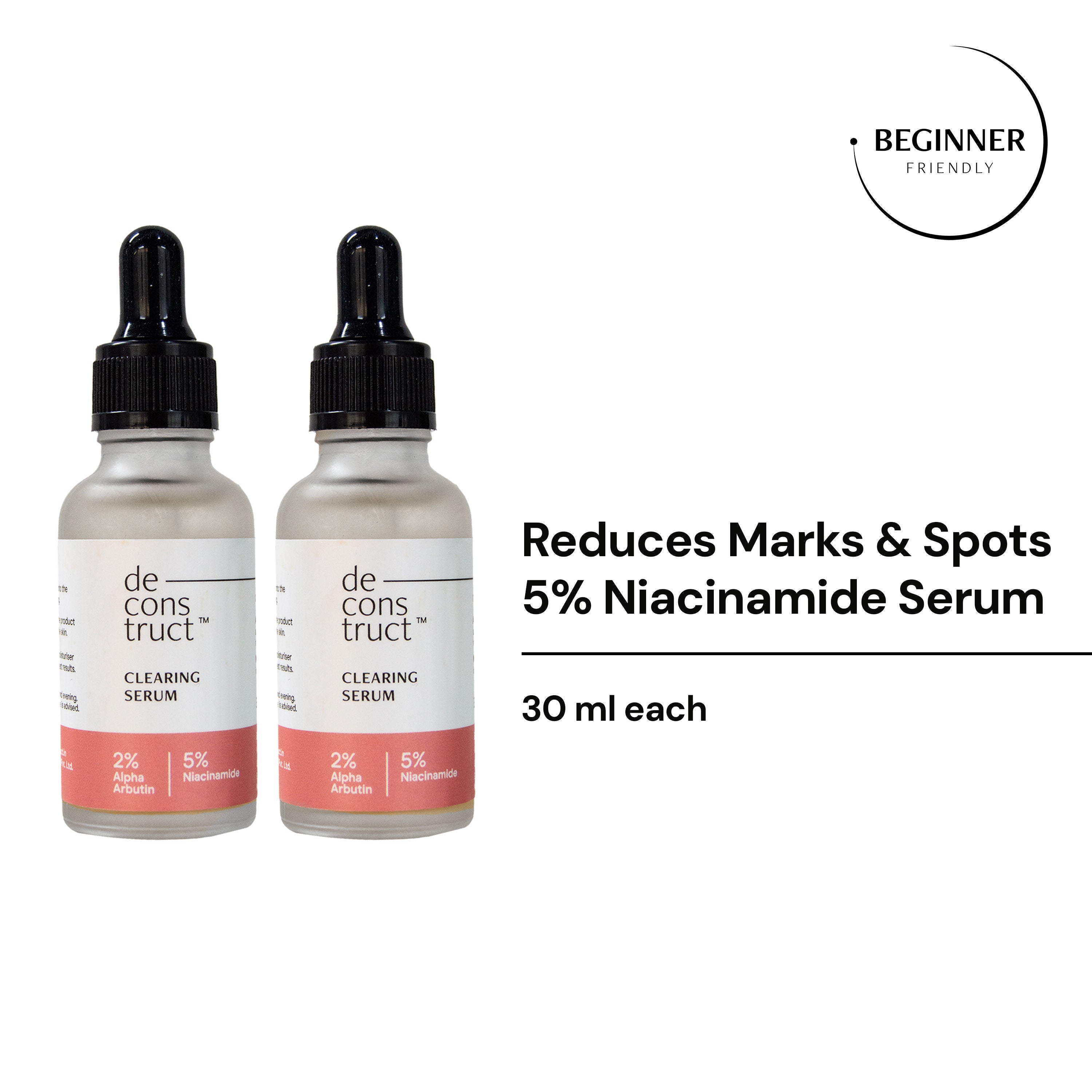 Deconstruct Clearing Serum - 2% Alpha Arbutin + 5% Niacinamide - Pack Of 2