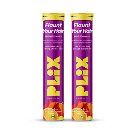 Plix Heavenly Hair With Natural Biotin Tablets - Orange Flavour - Pack of 2
