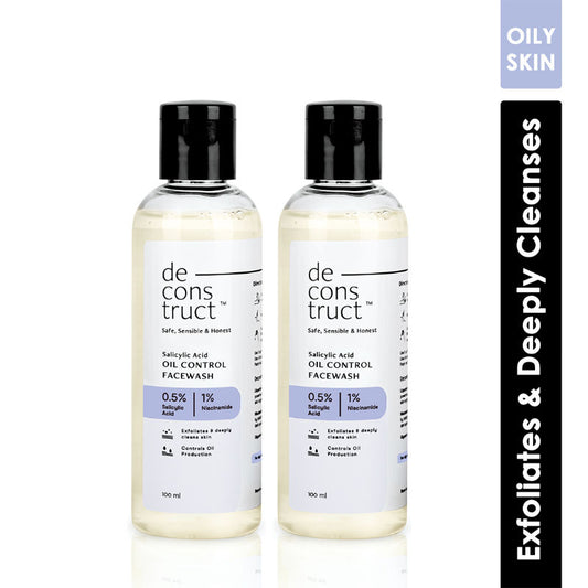 Deconstruct Salicylic Acid Oil Control Face Wash - 0.5% Salicylic Acid + 1% Niacinamide - Pack Of 2