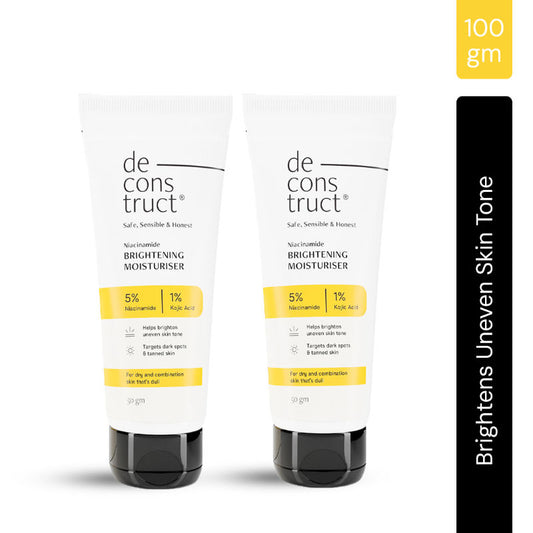 Deconstruct Brightening Moisturizer - 5% Niacinamide + 1% Kojic Acid + 5% Vitamin C- Pack Of 2