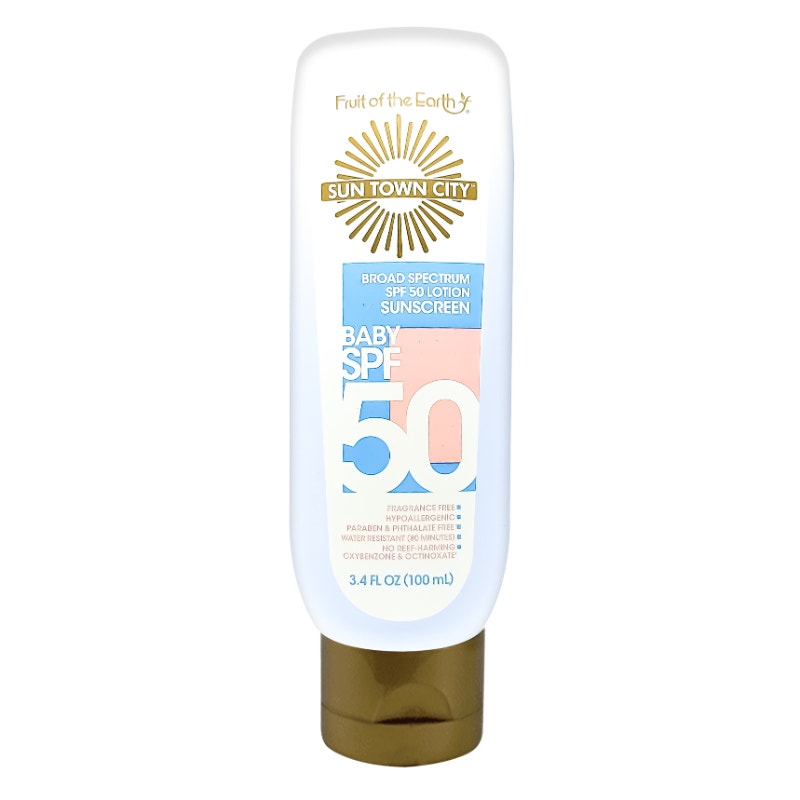 Fruit Of The Earth Sun Town City Baby Sunscreen Lotion Spf50 3.4Oz/100Ml