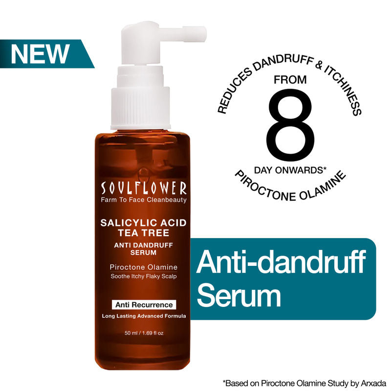 Soulflower Anti Dandruff Hair Serum with Salicylic acid, Tea Tree, Controls Dandruff, Reduce Itching