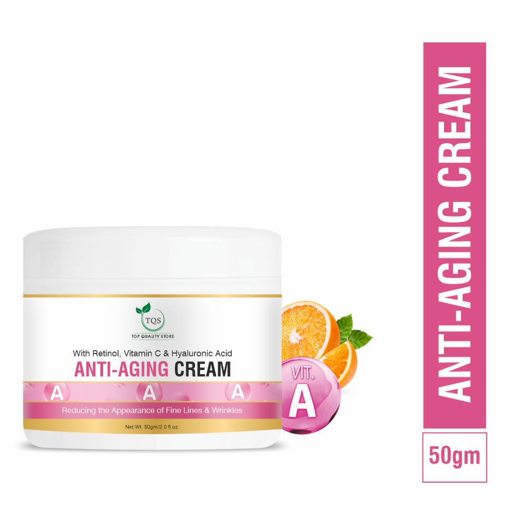 Tqs Anti Aging Night Cream With Hyaluronic Acid & Vitamin C Wrinkle-Free For Oily & Dry Skin