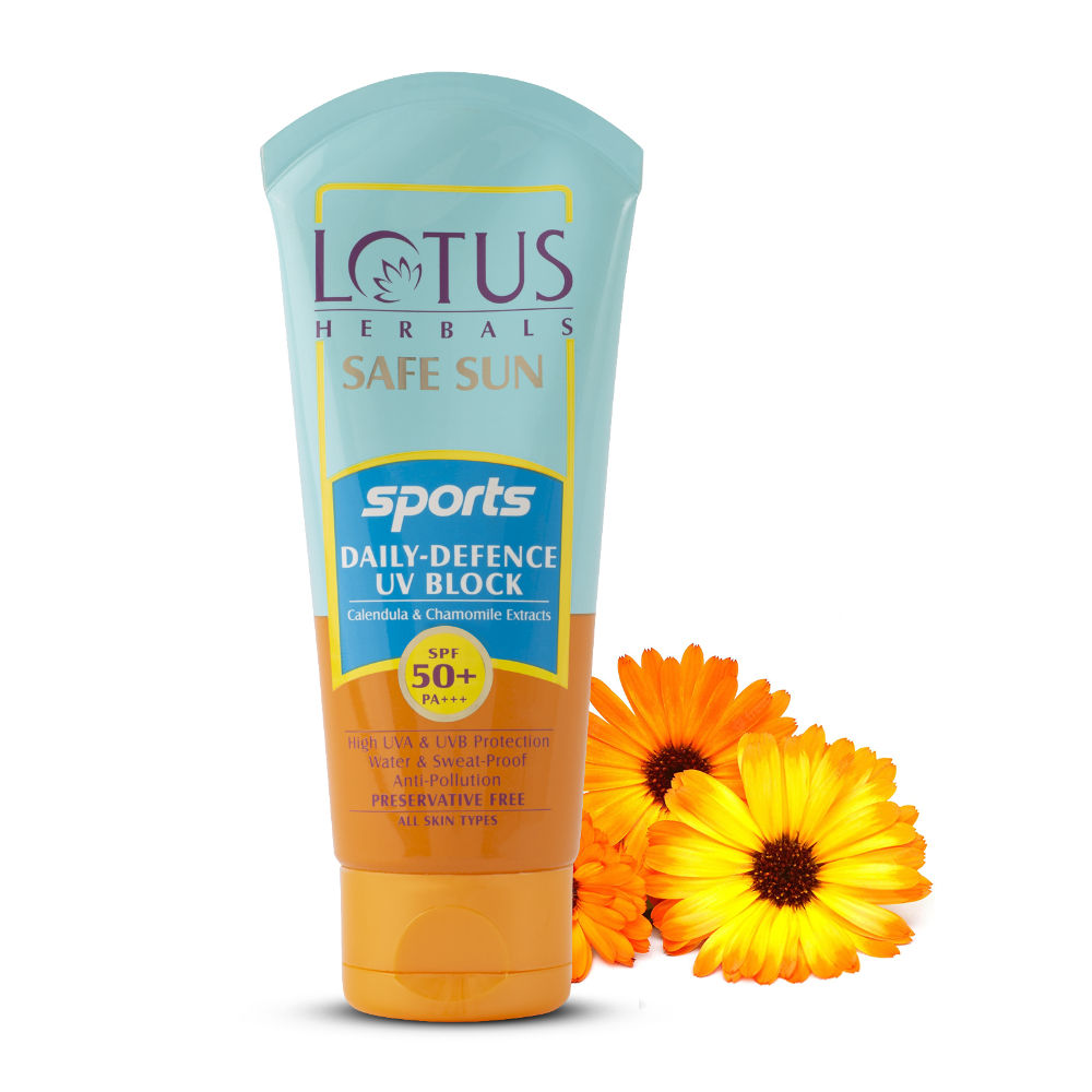 Lotus Herbals Safe Sun Sports Daily-defence Uv Block Sunscreen SPF 50 PA+++, 80 gm