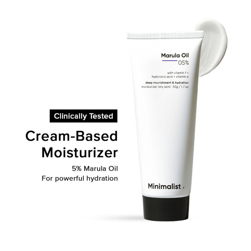 Minimalist 5% Marula Oil Moisturizer With Hyaluronic Acid & Vitamin F & E For Dry Skin