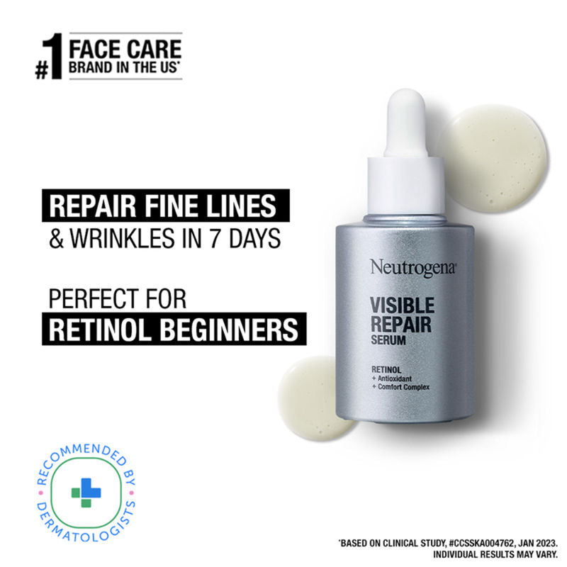 Neutrogena Visible Repair Anti-Ageing Retinol + Peptide Night Face Serum For Wrinkles & Fine Lines