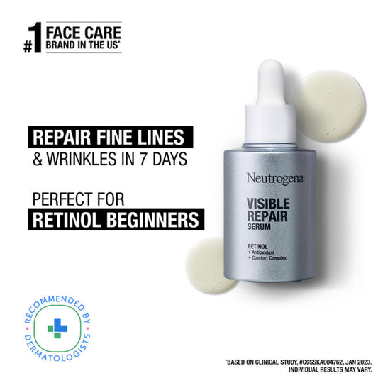 Neutrogena Visible Repair Anti-Ageing Retinol + Peptide Night Face Serum For Wrinkles & Fine Lines