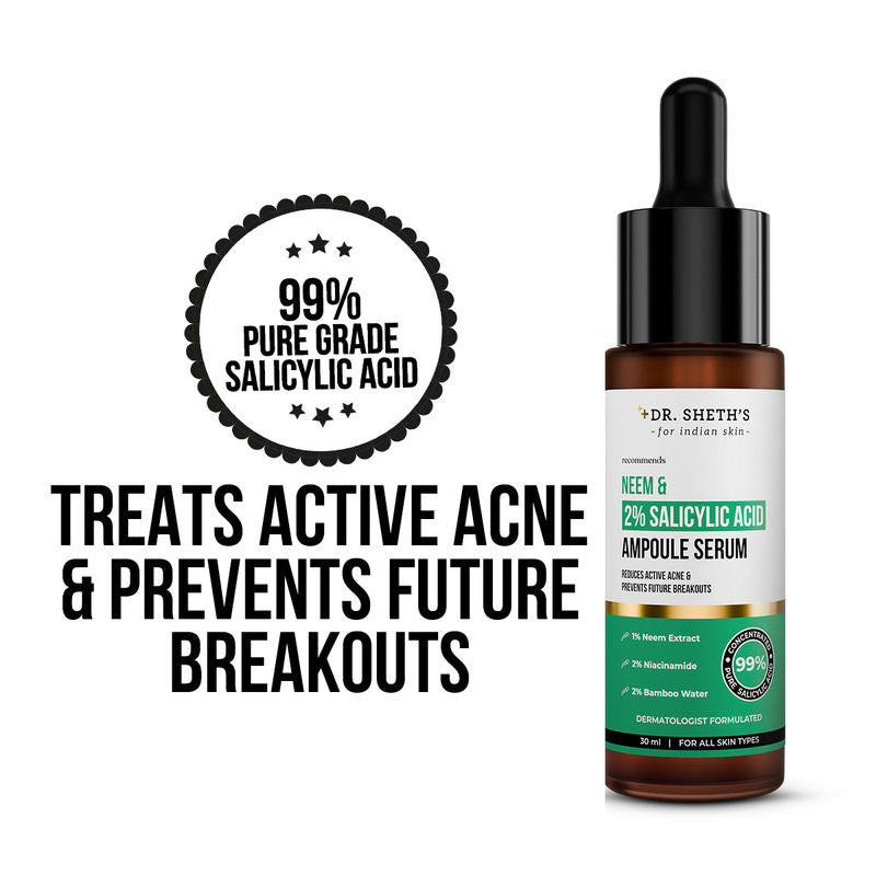 Dr. Sheth's Neem And 2% Salicylic Acid Ampoule Serum For Acne, Blackheads And Pores