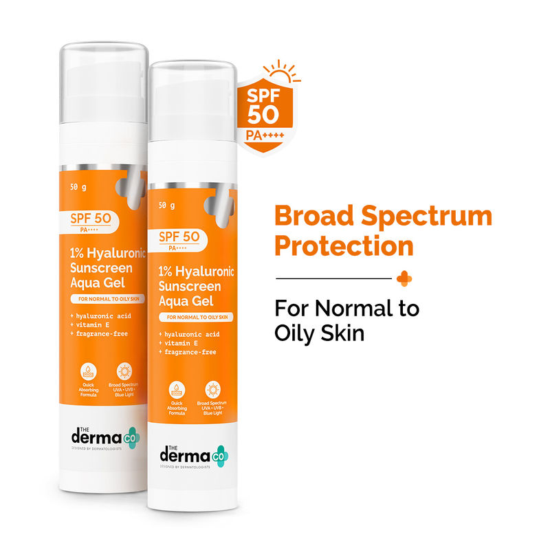 The Derma Co 1% Hyaluronic Sunscreen Aqua Ultra Light Gel (Pack of 2)
