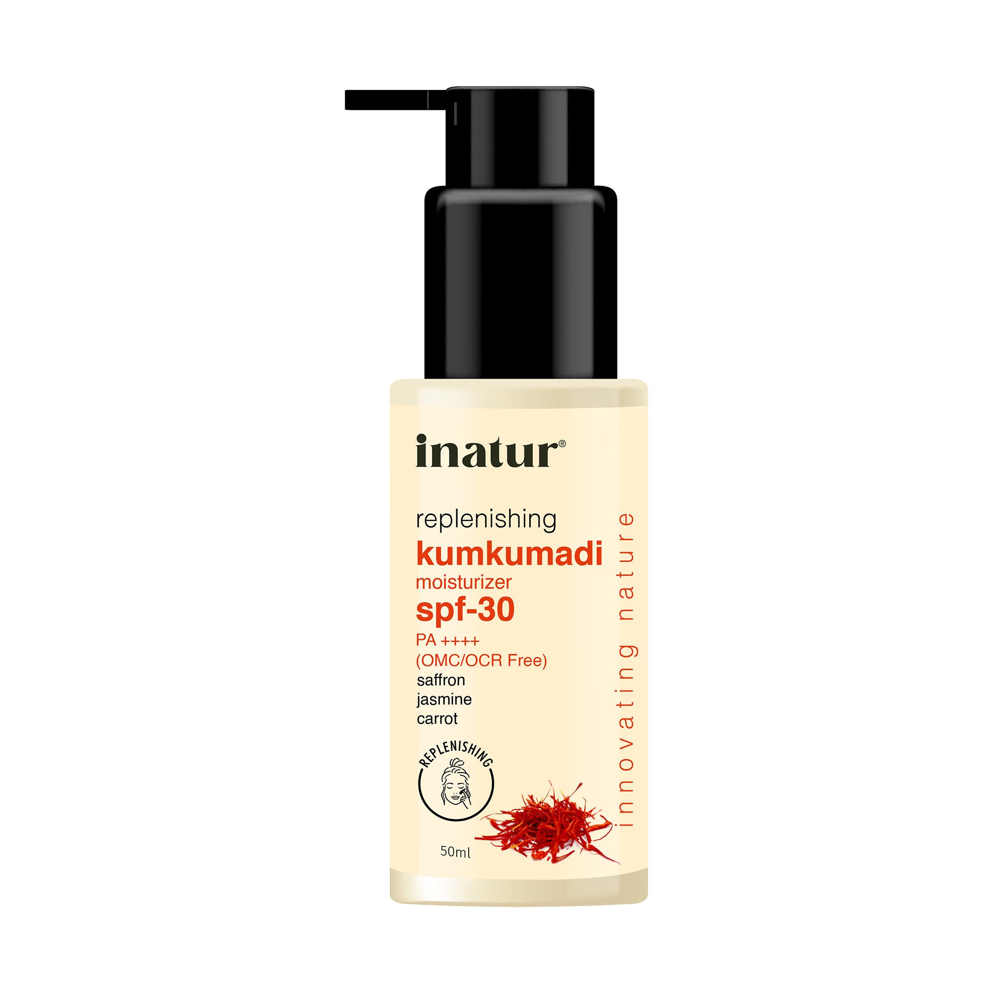 INATUR Kumkumadi Sunscreen SPF 30 PA++++, Moisturizer UVA/UVB Protection, With Saffron & Carrot Oil
