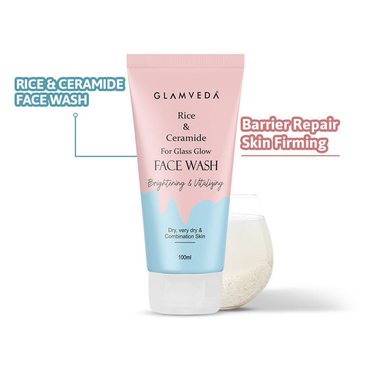 Glamveda Rice Water & Ceramide Glass Skin Brightening Face Wash