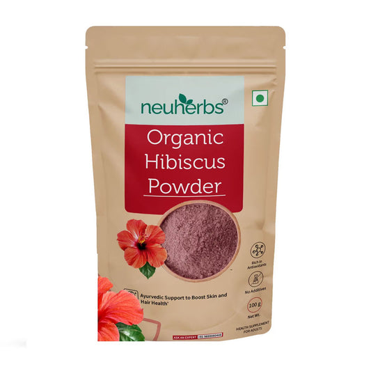 Neuherbs Organic Hibiscus Powder to Boost Skin and Hair Health with Vitamin C and No Added Colour