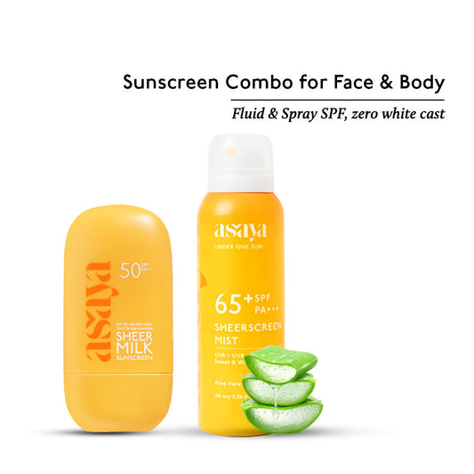 Asaya Sheer Milk Sunscreen SPF 50 & 65+ Sunscreen Spray - Pack Of 2