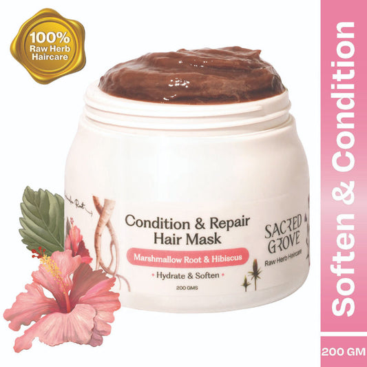Sacred Grove Natural Hair Mask Deep Conditioning for Frizzy Dry Hair Herbal Hair Spa with Argan Oil