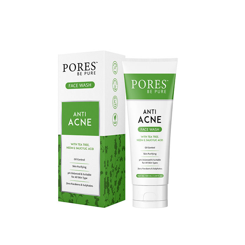 Pores Be Pure Anti Acne Gel Face Wash With 1% Salicylic Acid, Tea Tree & Neam