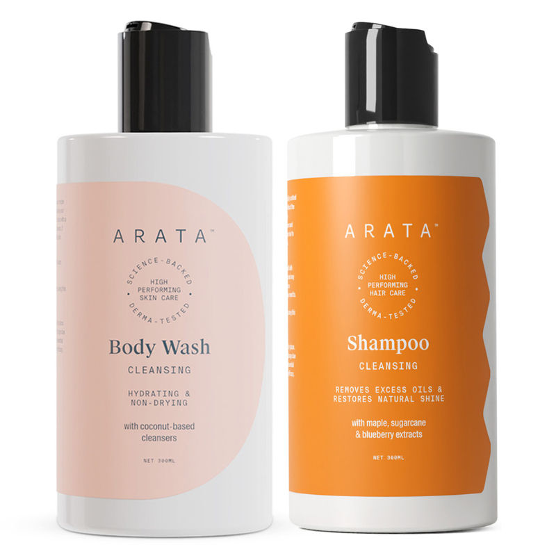 Arata Natural Bath Essentials with Cleansing Shampoo & Body Wash