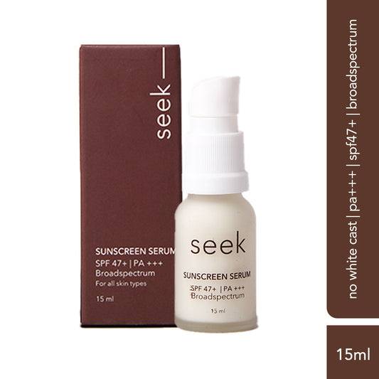 Seek Sunscreen SPF 47 PA+++ UVA UVB Vegan No Fragrance Hydrating No White Cast