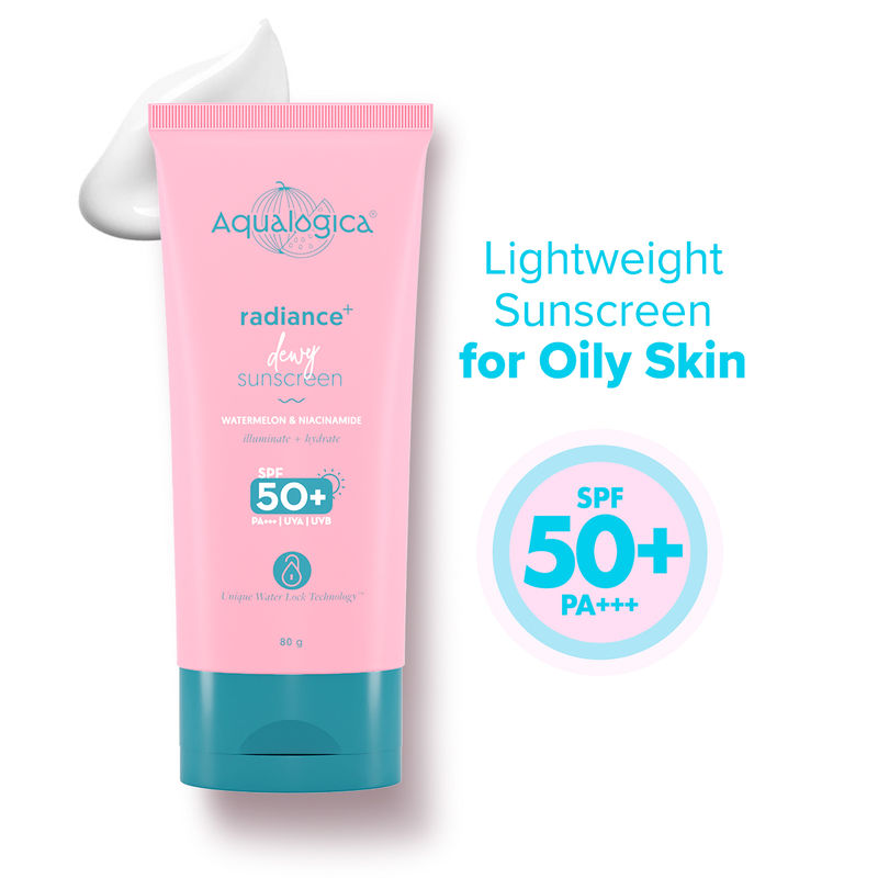 Aqualogica Radiance+ Dewy Lightweight Sunscreen Gel SPF 50+ PA+++ for Oily & Acne-Prone Skin