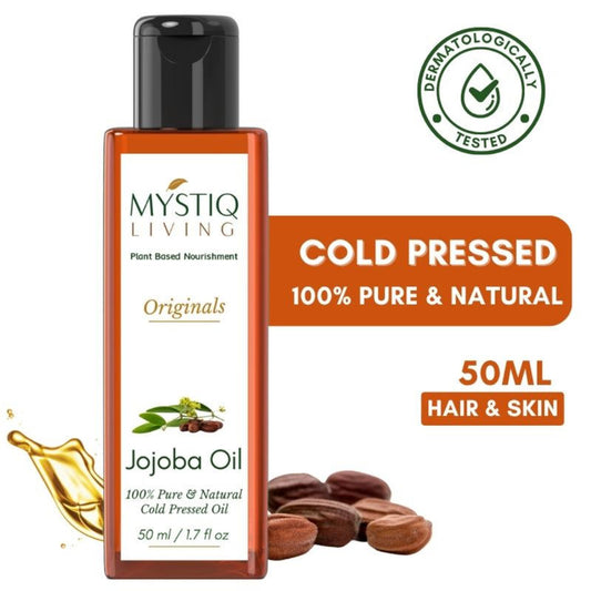 Mystiq Living Jojoba Oil Cold Pressed 100% Pure and Natural for Hair, Face & Body