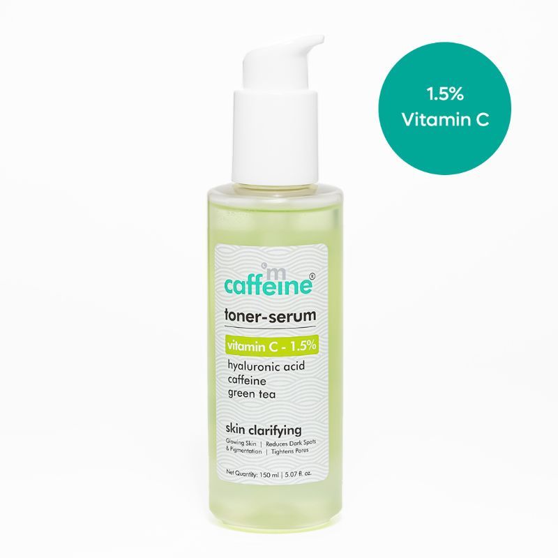 MCaffeine 1.5% Vitamin C 2in1 Toner-Serum with Green Tea for Glowing Skin - Reduces Dark Spots
