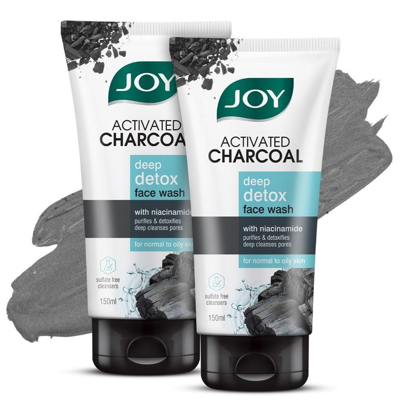 Joy Activated Charcoal Face Wash For Oily Skin To Controls Oil & Removes Dirt & Blackheads (Pack Of 2)