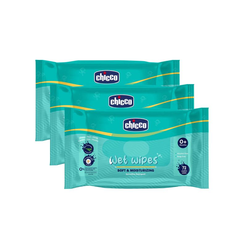 Chicco Soft Cleansing Wet Baby Wipes - Pack Of 3