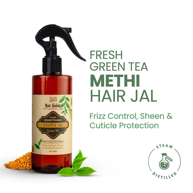 Nat Habit Conditioning Hair Serum - Green Tea Methi Jal for Softens Dry, Damaged & Rough hair