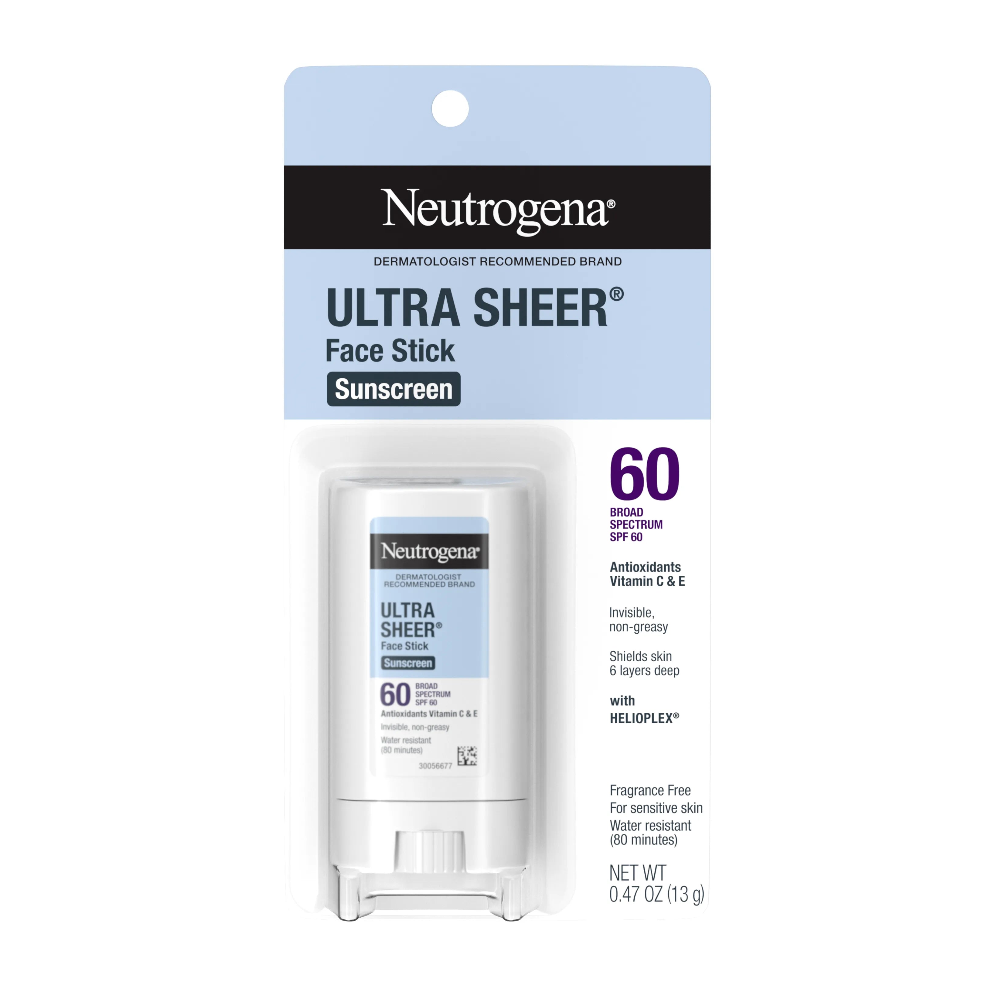 Neutrogena Ultra Sheer Face Stick Sunscreen SPF 60, 0.47 oz