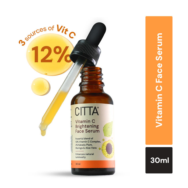 CITTA 12% Vit C Brightening Face Serum With Kakadu Plum For Men & Women, Suits Skin With Acne