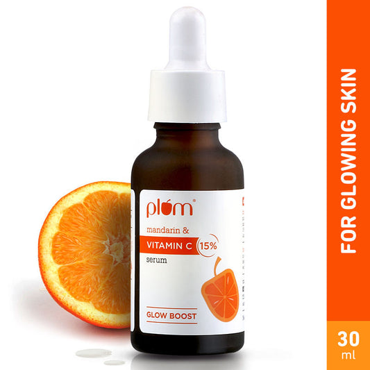 Plum 15% Vitamin C Face Serum with Mandarin for Glowing Skin with Pure Ethyl Ascorbic Acid