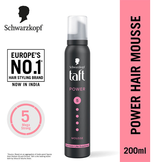 Schwarzkopf TAFT Power Hold 5 Hair Mousse To Controls Frizz, Lasts 24 Hours With No Stickiness
