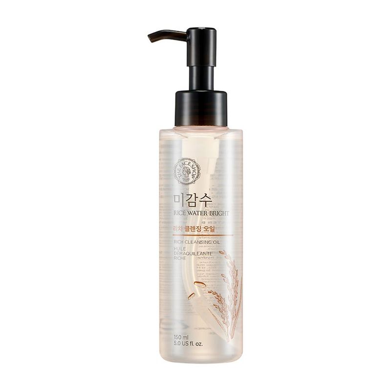 The Face Shop Rice Water Bright Rich Cleansing Oil - Gentle Korean Makeup Remover for Heavy Makeup