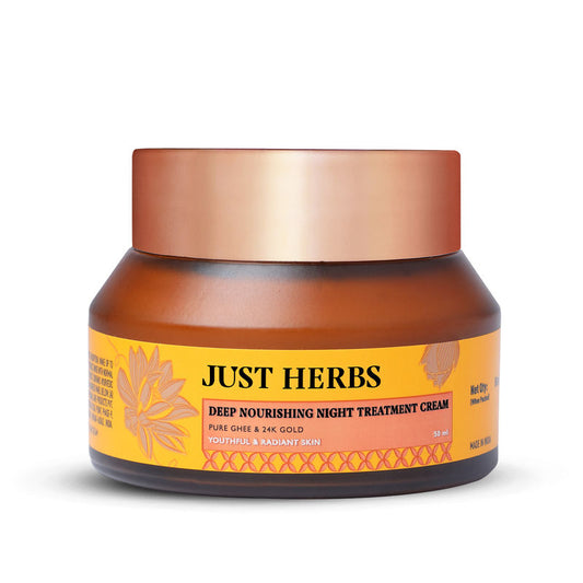 Just Herbs Pure Ghee 24K Gold Anti Ageing Night Treatment Cream For Deep Moisturised Skin