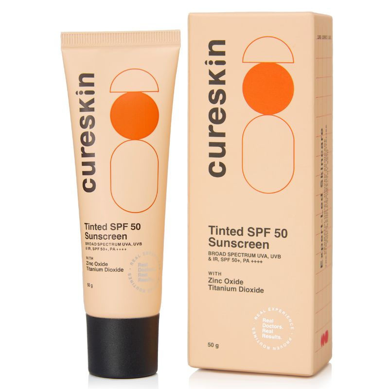 Cureskin Mineral Sunscreen Matte Finish Tinted SPF 50 PA++++ Broad Spectrum UVA, UVB & IR