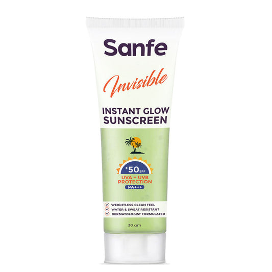 Sanfe Invisible Instant Glow Sunscreen, Face & Body, SPF 50+, PA+++, No residue - 30gm
