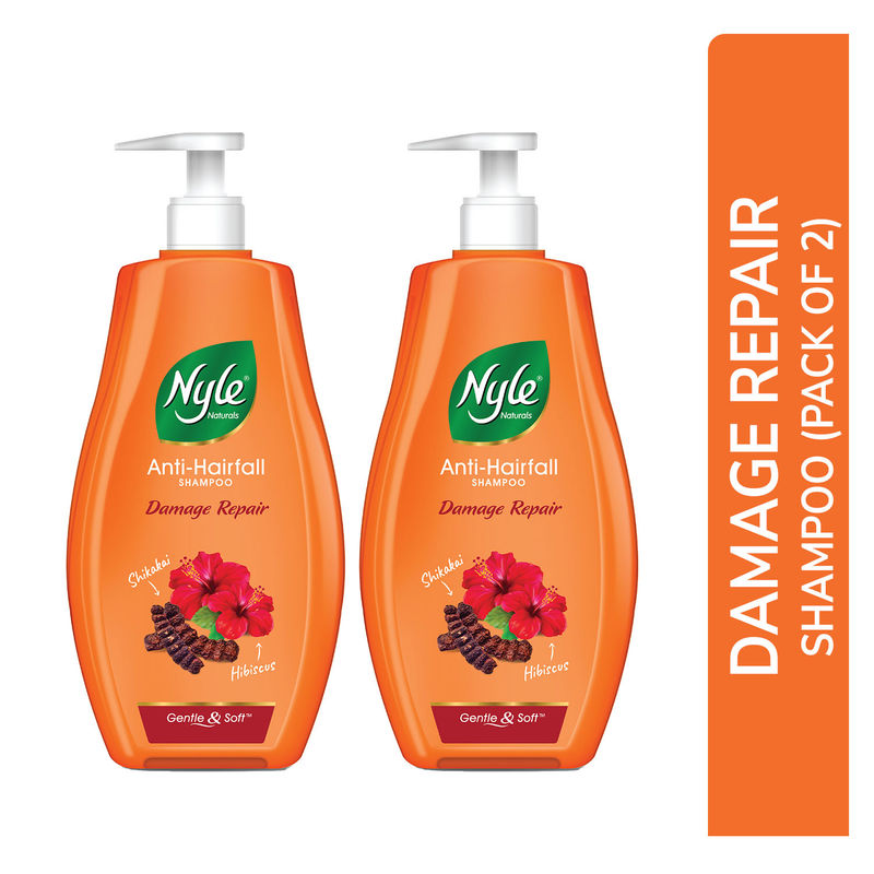 Nyle Naturals Damage Repair Anti Hairfall Shampoo with Shikakai & Hibiscus - Pack of 2