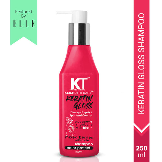 KT Professional Keratin Gloss Shampoo, Blueberry, Strawberry & Biotin, For Damage Repair