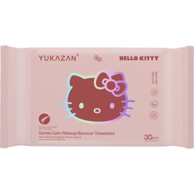 Yukazan Hello Kitty Gentle Calm Makeup Remover Towelettes Pink Aloe Vera 30S