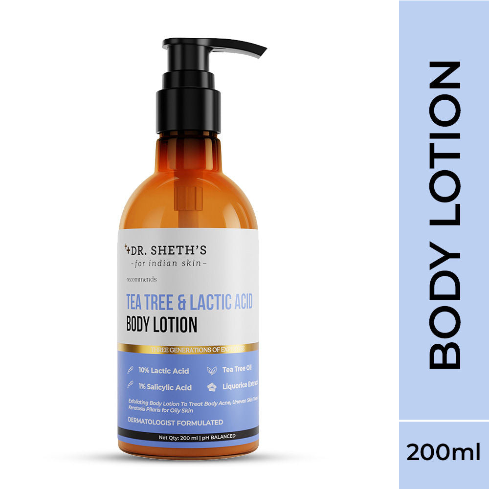 Dr. Sheth's Tea Tree & Lactic Acid Body Lotion Provides Even Skin Tone, Reduce Body Acne