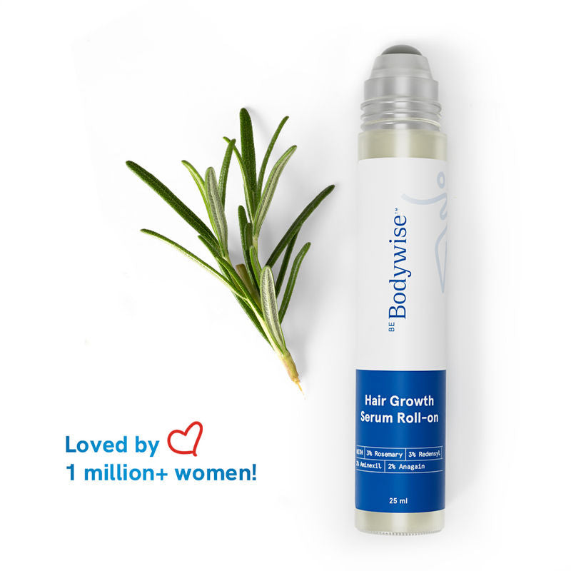 Be Bodywise Hair Growth Serum Roll On - 3% Rosemary, 3% Redensyl & 2% Aminexil For New Hair Growth
