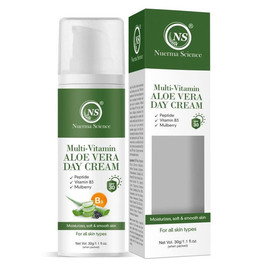 Nuerma Science Multi-Vitamin Aloe Vera Day Cream SPF 30 with Peptide, Vitamin B3 for Soft Skin