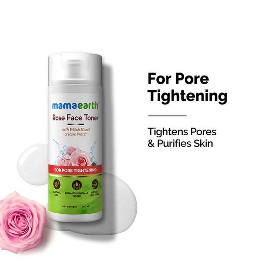 Mamaearth Rose Water Face Toner with Witch Hazel and Rose Water for Pore Tightening (200ml)