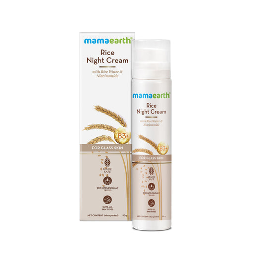 Mamaearth Rice Night Cream For Clear Skin With Rice Water & Niacinamide For Glass Skin (50GM)