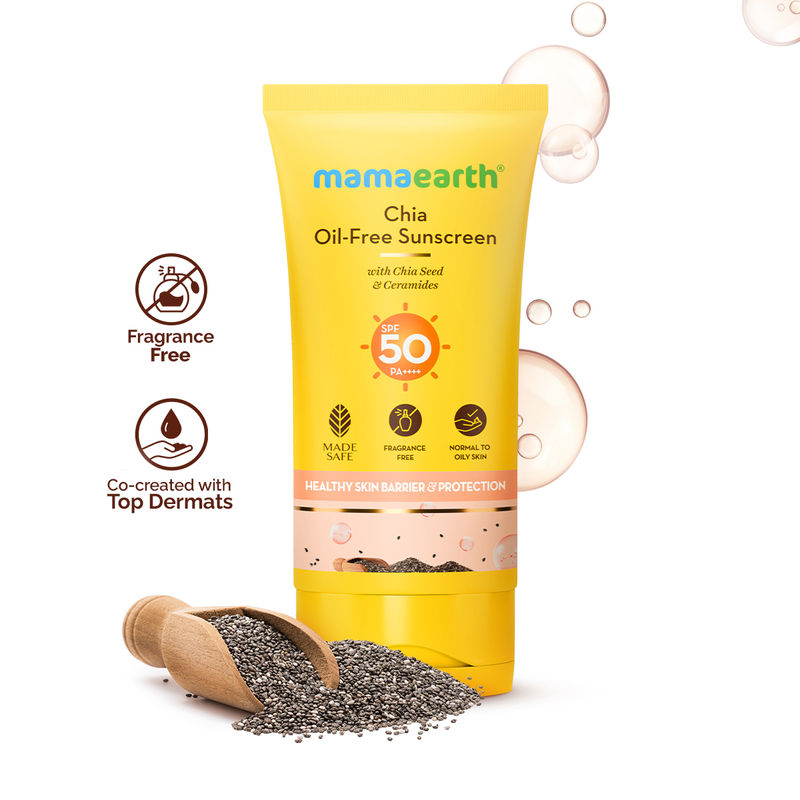 Mamaearth Chia Oil-Free Sunscreen with SPF 50 PA++++ for a Hydrated Glow