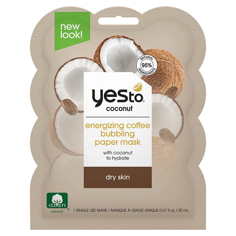coconut energizing coffee bubbling paper mask with coconut to hydrate dry skin – single use